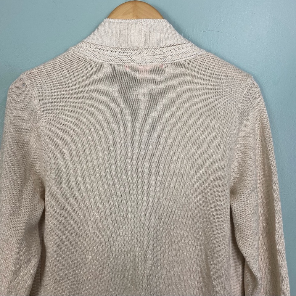 Lilly Pulitzer Ashwood Cardigan Cream Gold Tassel Open Front Sz Large - Picture 6 of 6